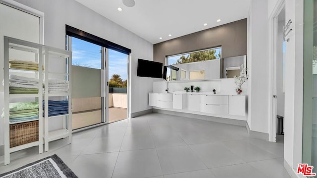 bathroom with tile patterned flooring