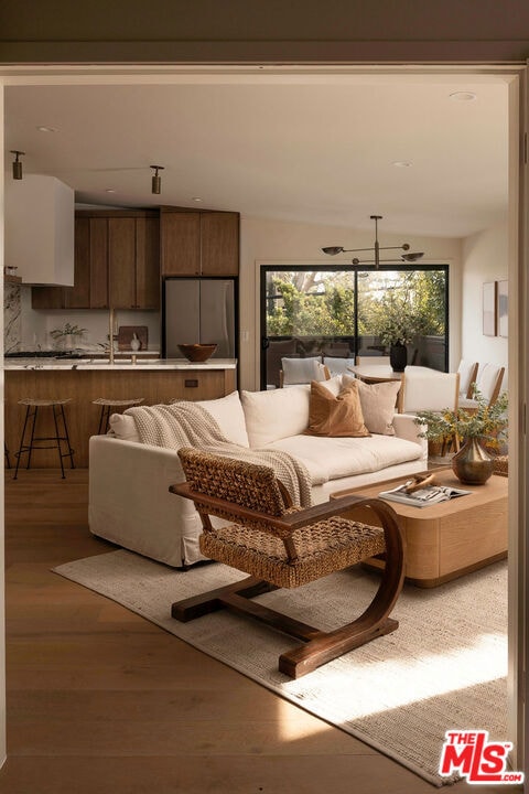 living room featuring hardwood / wood-style flooring