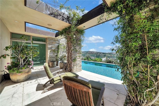 view of swimming pool with a patio