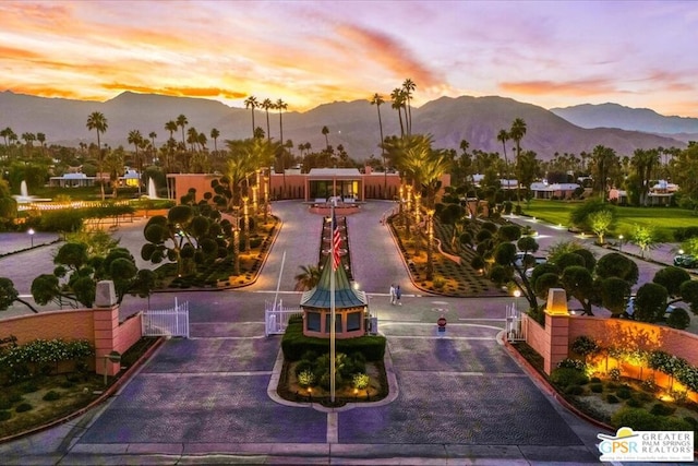 view of community featuring a mountain view