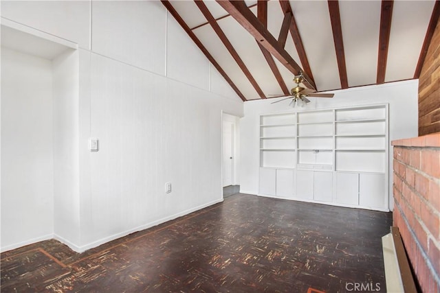 interior space featuring ceiling fan