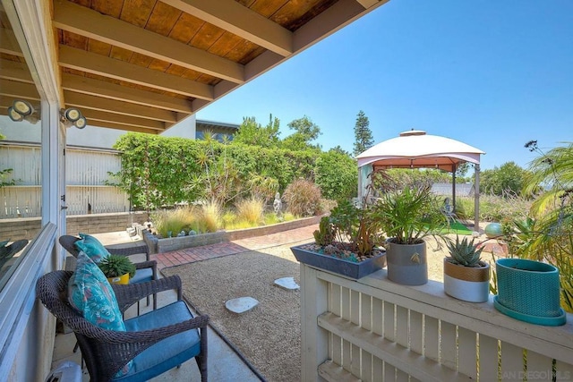 view of patio featuring a gazebo