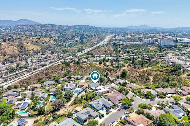 aerial view featuring a mountain view