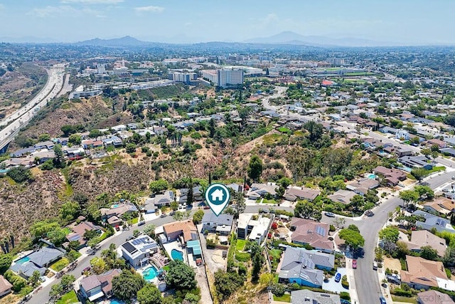 drone / aerial view with a mountain view