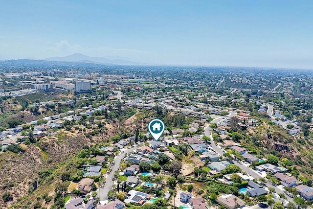 aerial view with a mountain view