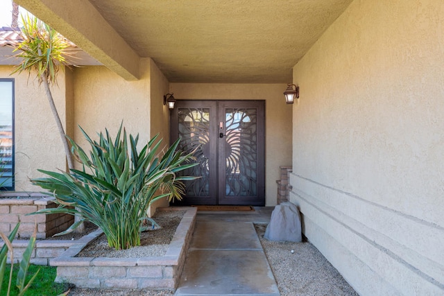 property entrance with french doors