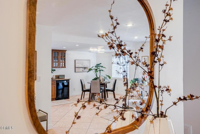 dining area featuring light tile patterned floors