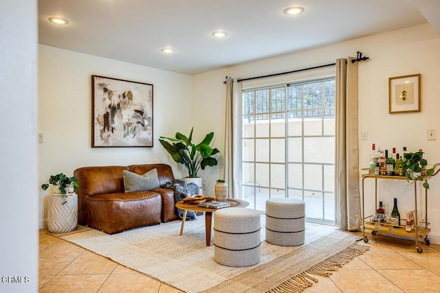 living area with light tile patterned flooring