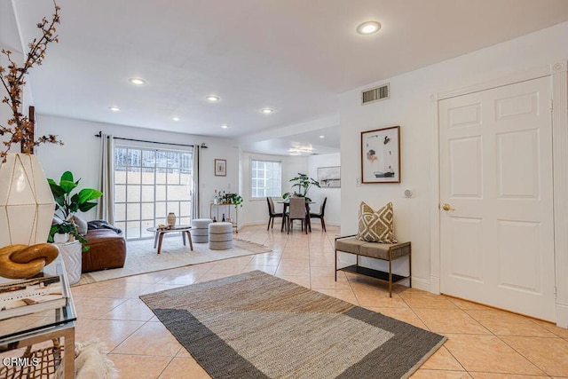 foyer with light tile patterned floors