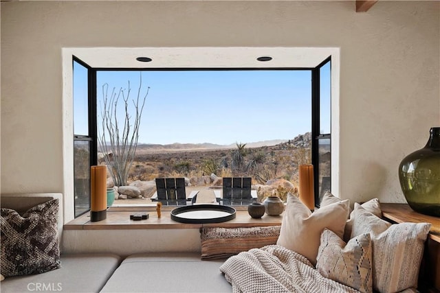 living room with a mountain view