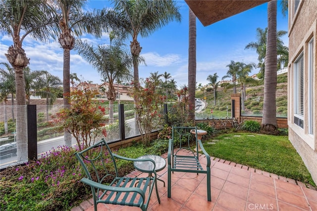 balcony with a patio area