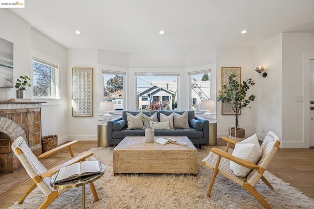 living room featuring light hardwood / wood-style floors