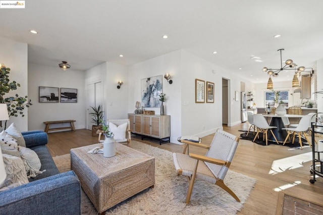 living room featuring light hardwood / wood-style floors