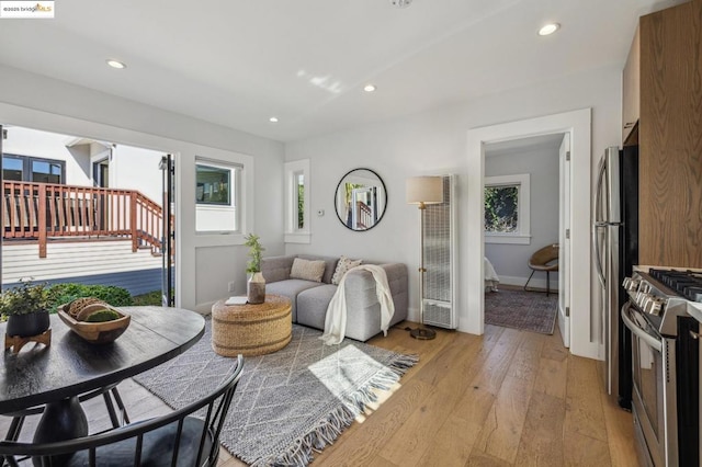 living room with light wood-type flooring