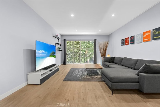 living room featuring light hardwood / wood-style flooring