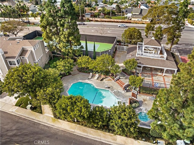 aerial view with a residential view