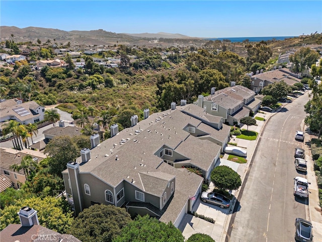 bird's eye view featuring a residential view and a mountain view