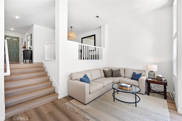 living room featuring light hardwood / wood-style floors