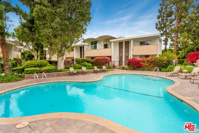 view of pool featuring a patio