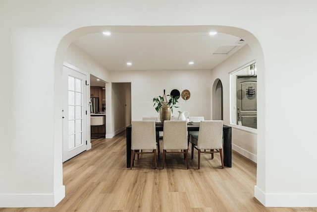 dining area featuring light hardwood / wood-style flooring