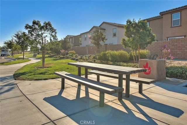 view of community featuring a patio