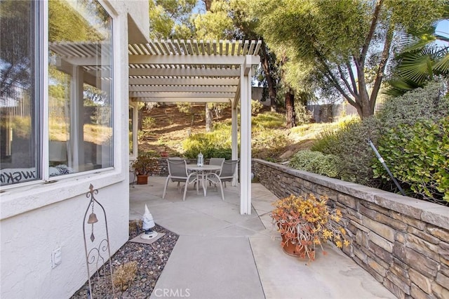 view of patio / terrace featuring a pergola