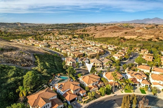 aerial view with a mountain view