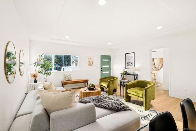 living room featuring light wood-type flooring