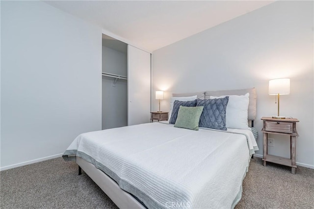 bedroom with a closet and carpet flooring