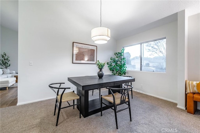 dining space with carpet floors