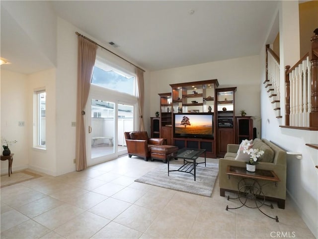 view of tiled living room