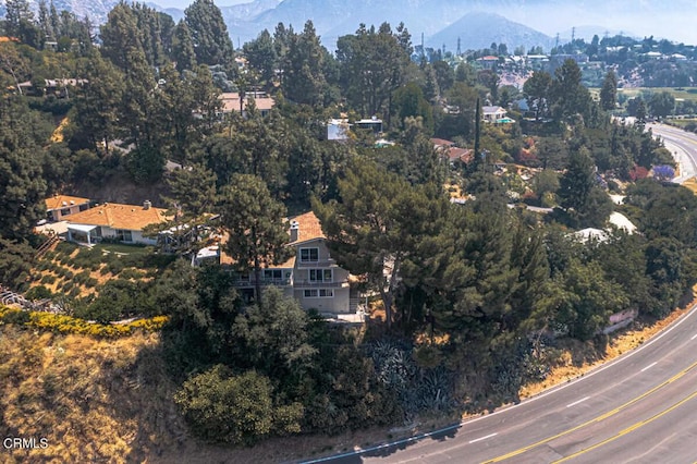 aerial view with a mountain view