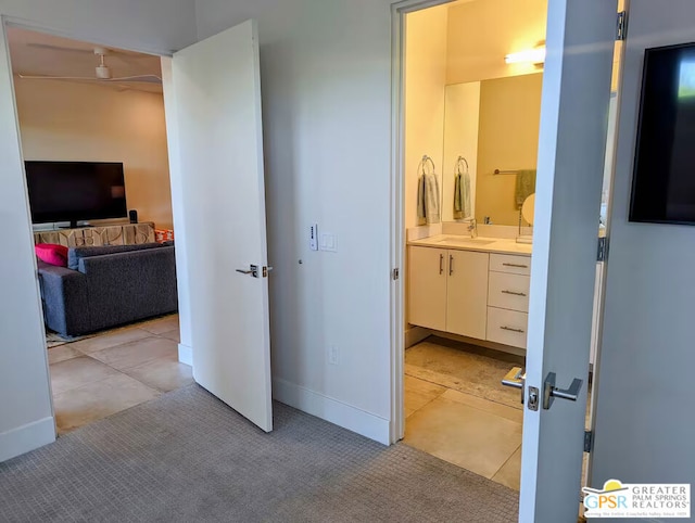 bathroom featuring vanity and tile patterned flooring