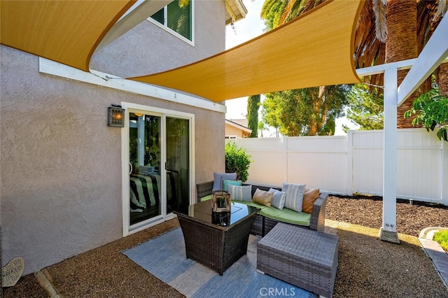 view of patio / terrace featuring an outdoor living space