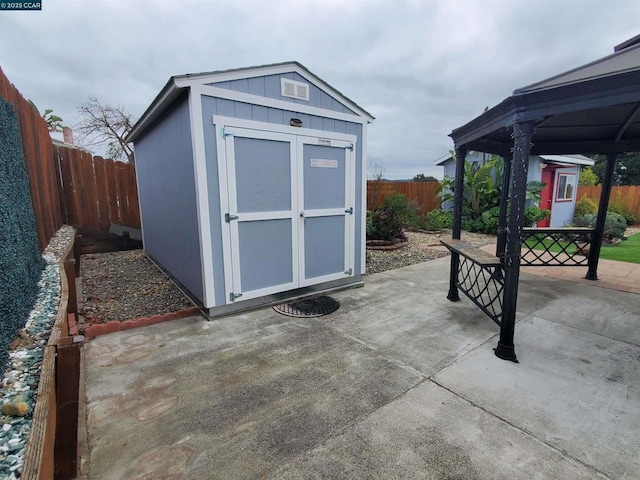 view of outbuilding featuring a gazebo