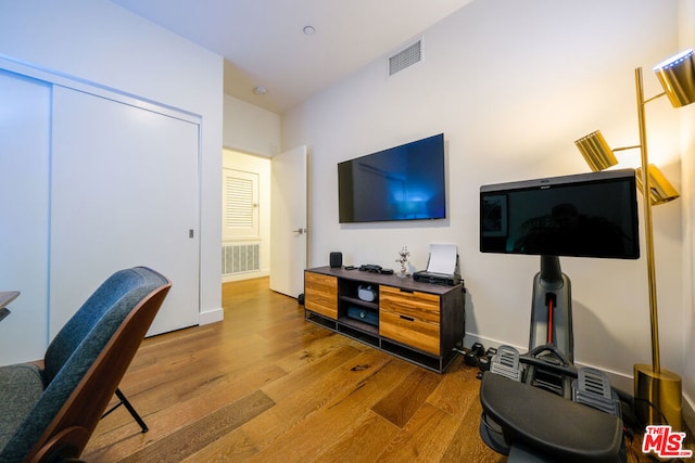 home office featuring light wood-type flooring