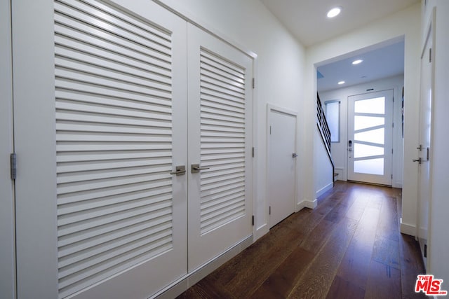 hall featuring dark hardwood / wood-style floors