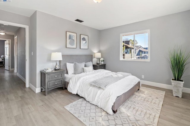 bedroom featuring light hardwood / wood-style floors