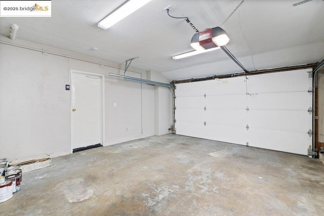 garage with a garage door opener