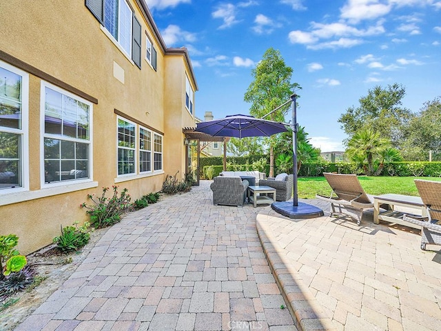 view of patio with an outdoor hangout area