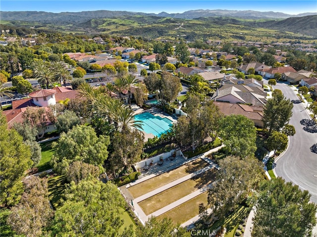 aerial view with a mountain view