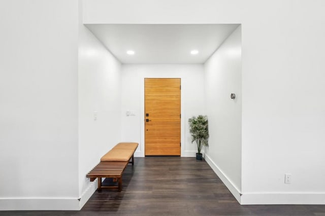 hall featuring dark hardwood / wood-style floors