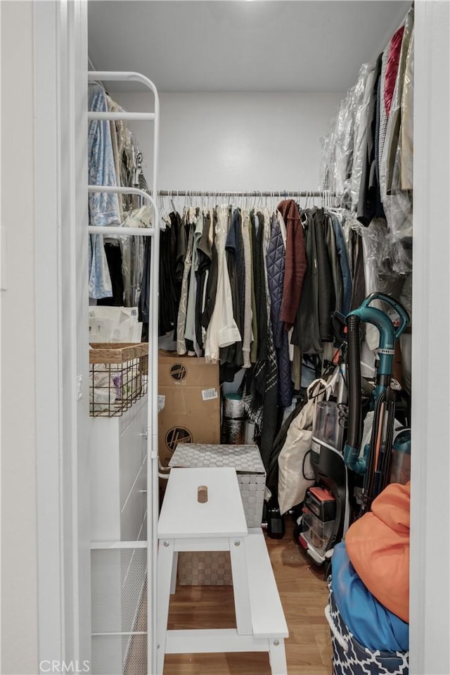 walk in closet featuring hardwood / wood-style floors