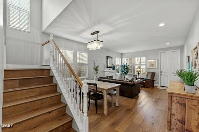 dining room featuring an inviting chandelier and hardwood / wood-style floors