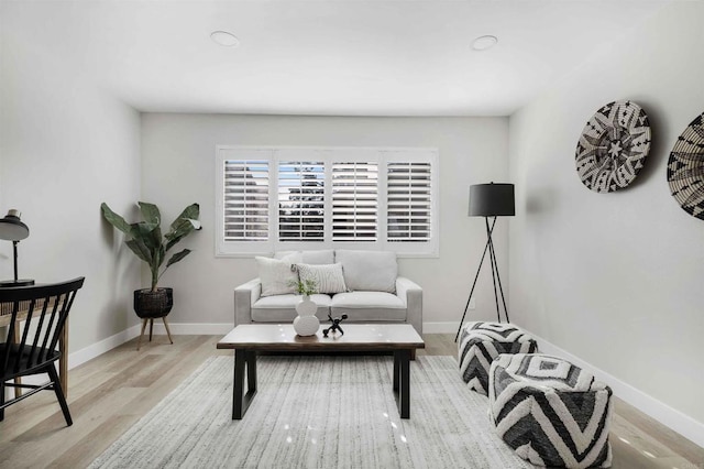 living room with light wood-type flooring