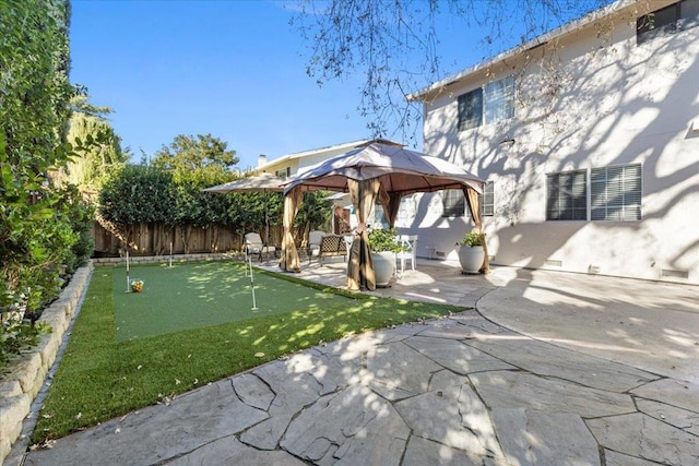 view of patio featuring a gazebo