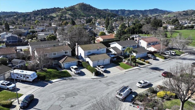 aerial view with a mountain view