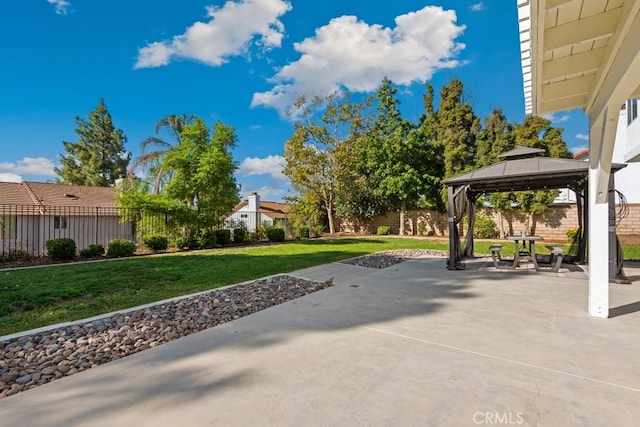 view of patio featuring a gazebo