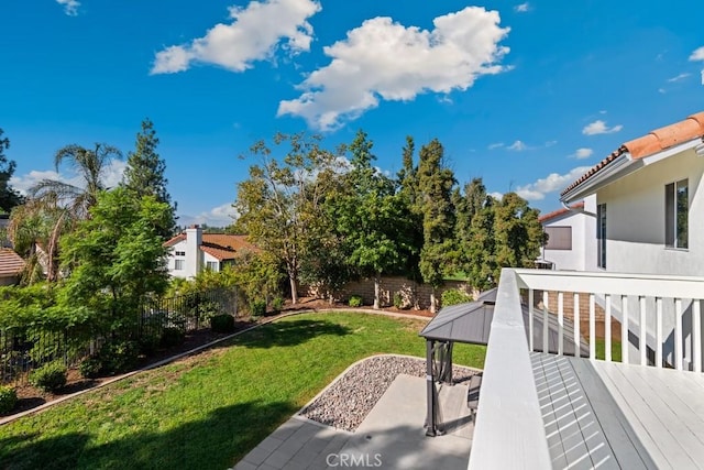 view of yard featuring a gazebo and a patio