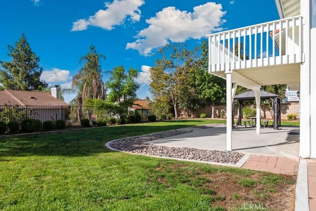 view of yard with a gazebo and a patio area